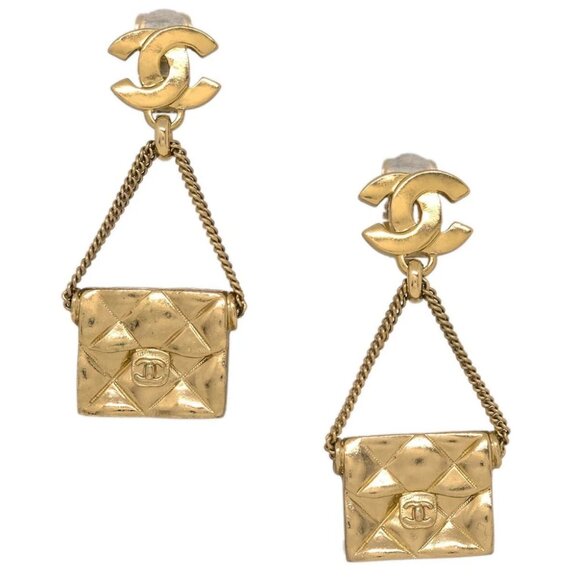 Chanel Dangle Earrings Handbag Clip-On Gold 02P 185964 - Picture 1 of 4